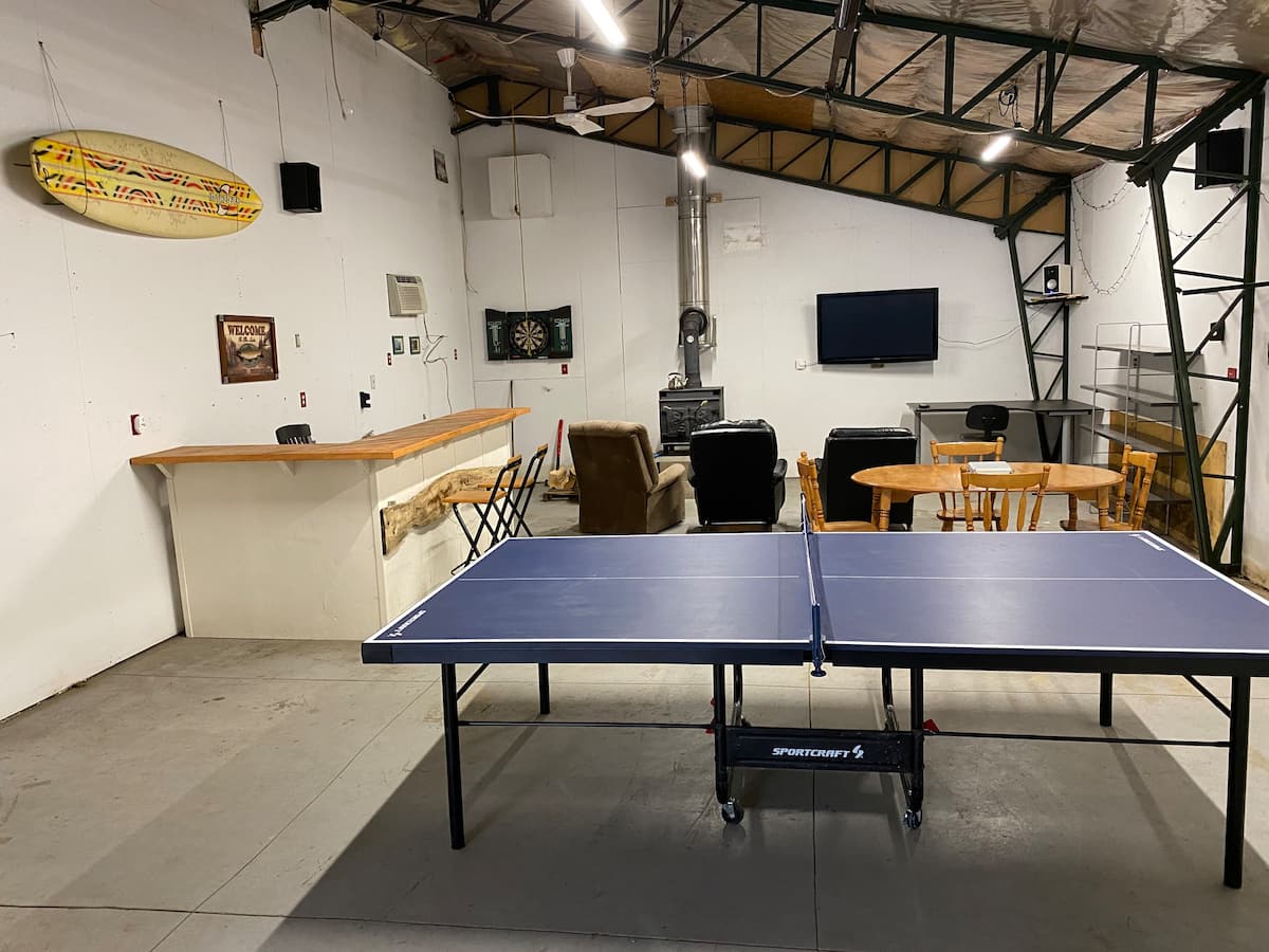 Garage Interior with ping pong table