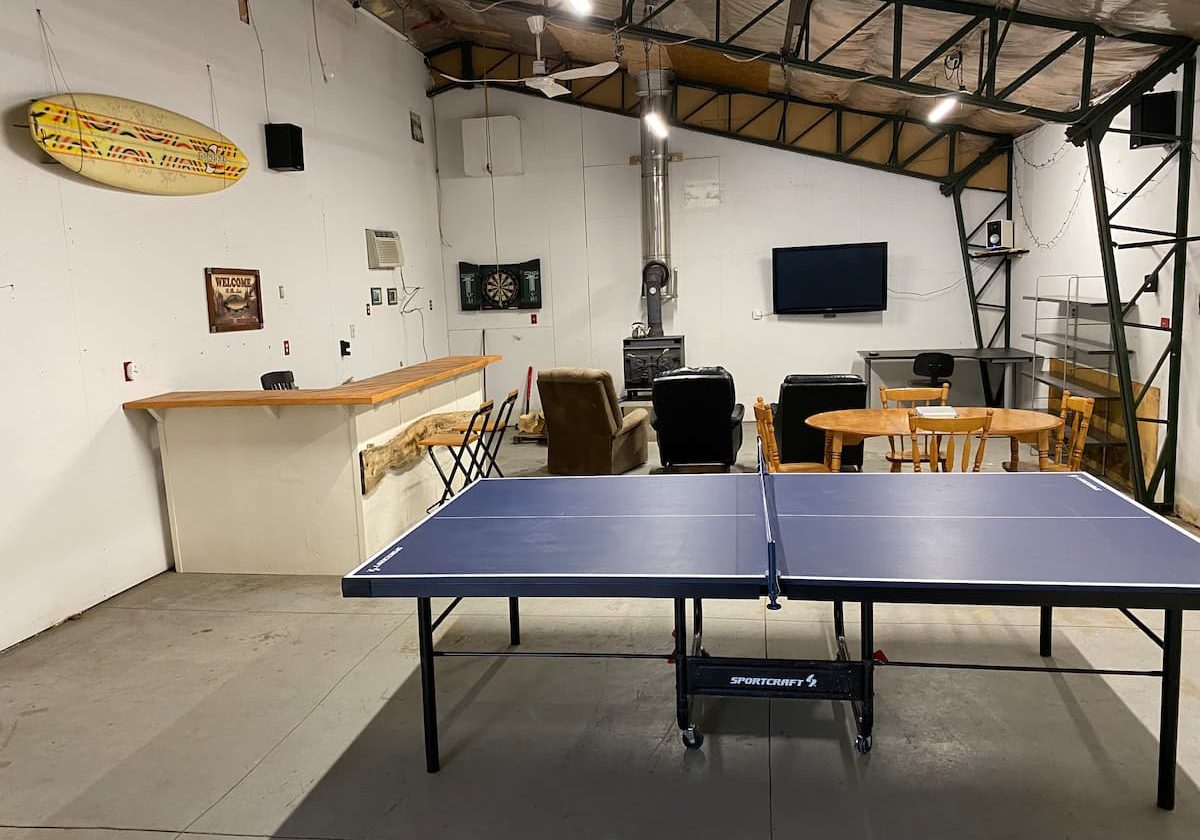 Garage Interior with ping pong table